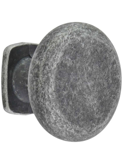 Belcastel Flat-Bottom Cabinet Knob - 1 3/8 inch Diameter in Distressed Antique Silver.